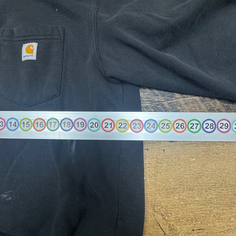 distressed Carhartt‎ Original Fit Crewneck Sweatshirt Black Mens L Pocket paint - Picture 4 of 5